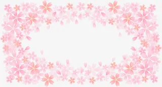 粉色美丽花朵边框免抠