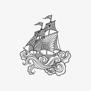 手绘帆船免抠