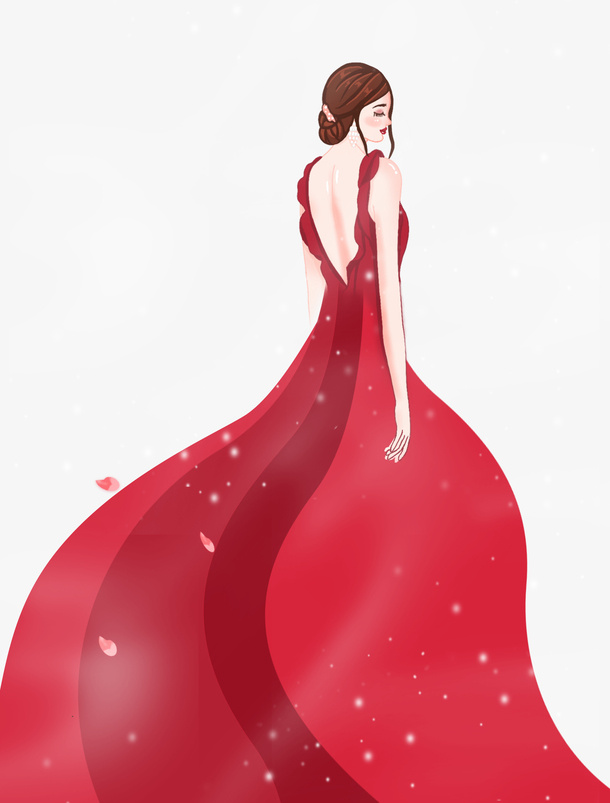 女神节手绘人物元素图免抠