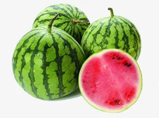 西瓜，绿色的西瓜，切开的西瓜，三个半西瓜免抠