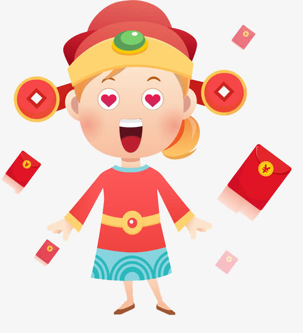 卡通财神女人免抠图免抠