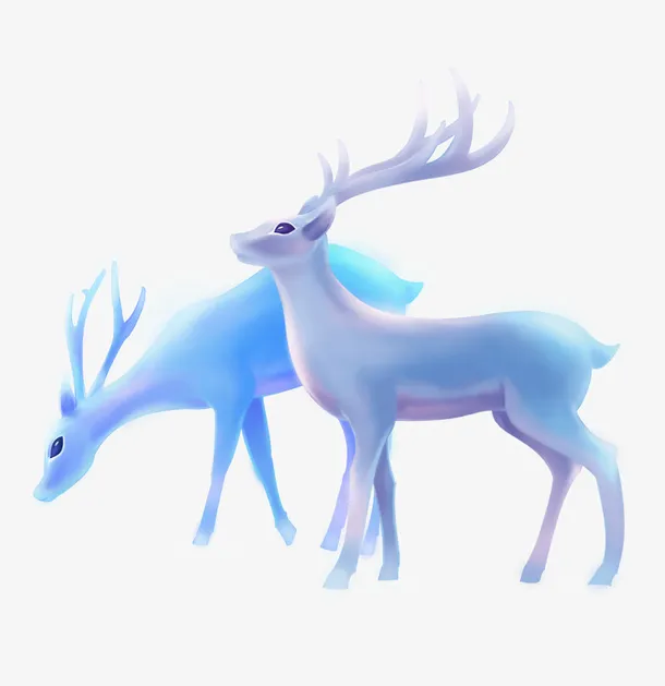 梦幻唯美插画麋鹿动物元素免扣素材免抠