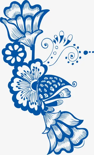 矢量青花瓷花纹免抠