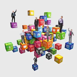 立体图标上的职业男女免抠