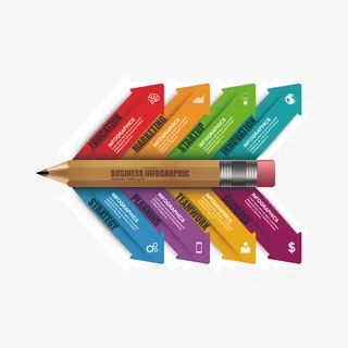 矢量铅笔和箭头信息图免抠