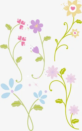 多彩清新花藤免抠