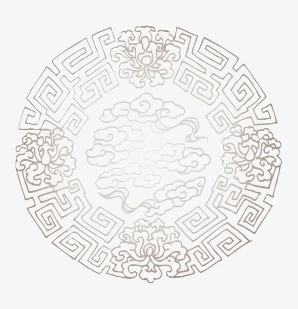 祥云花纹圆免抠