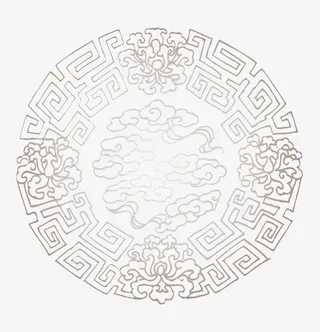 祥云花纹圆免抠