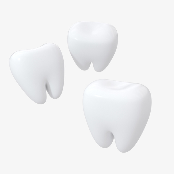 3D卡通儿童白色乳牙牙齿口腔免抠
