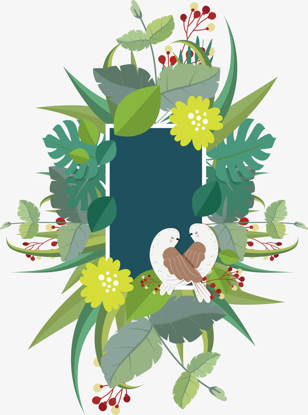 春天花鸟装饰边框免抠