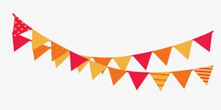 红色卡通彩旗矢量图免抠