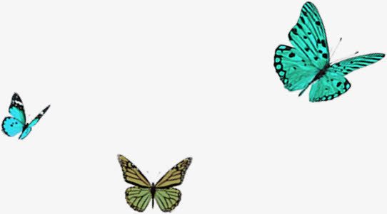 手绘蝴蝶春天风景免抠