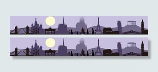 旅游城市剪影banner矢量素材,环球旅行,城市,剪影,风景高清