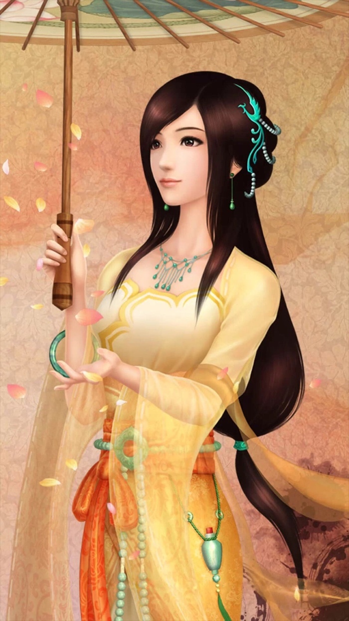 唯美文艺动漫油纸伞美女H5背景高清