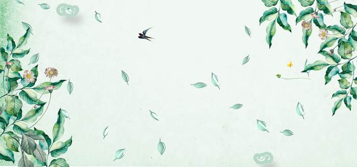 二十四节气春分小清新绿色上新banner高清文艺清新背景