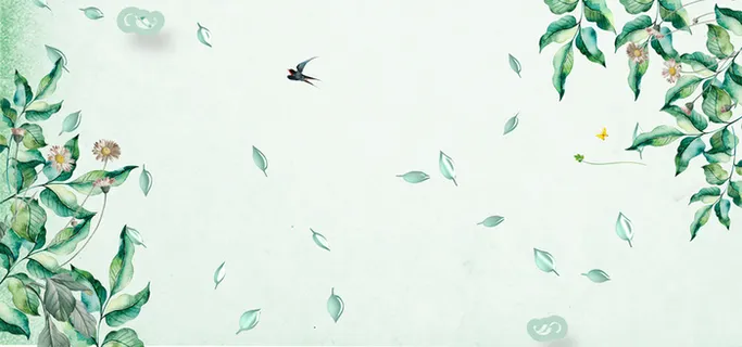 二十四节气春分小清新绿色上新banner高清文艺清新背景