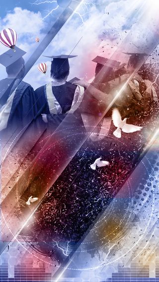 彩色创意毕业季PS源文件H5背景素材高清