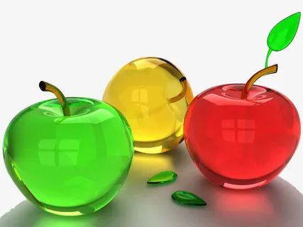 彩色的水晶苹果免抠