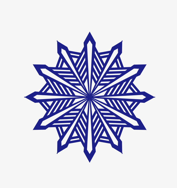 蓝色简笔雪花图案免抠