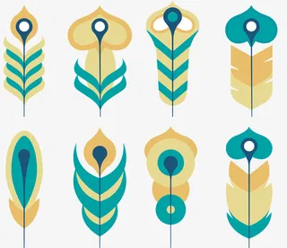 各种样式孔雀羽毛免抠