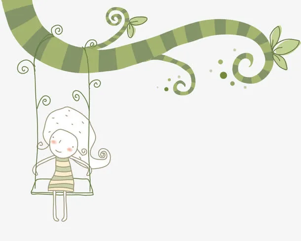 树枝上荡秋千免抠