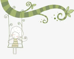 树枝上荡秋千免抠