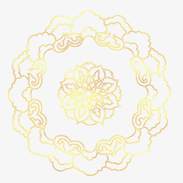 中国风传统华丽烫金花纹免抠图免抠