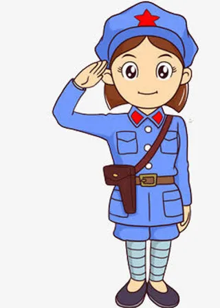 女军人红军Q版人物免抠