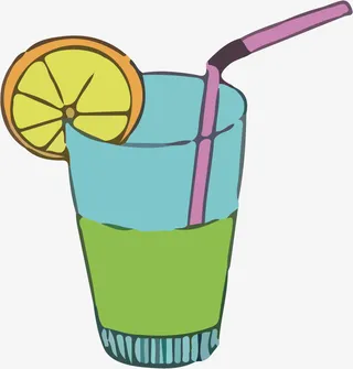 缤纷夏日饮品简笔画免抠