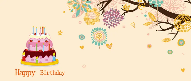 生日蛋糕卡通树枝背景banner高清 生日蛋糕卡通树枝背景banner高清
