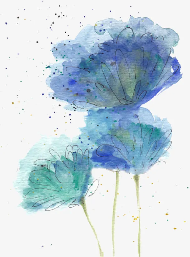 清新淡雅简笔画小花免抠
