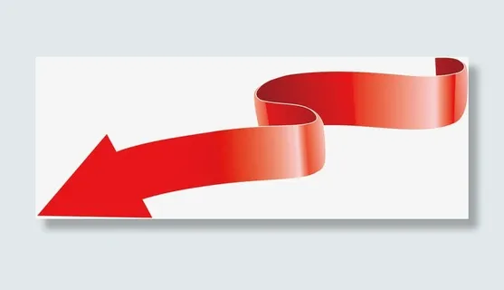 箭头促销红丝带素材免抠