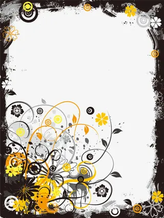 黄色泼墨效果边框矢量免抠