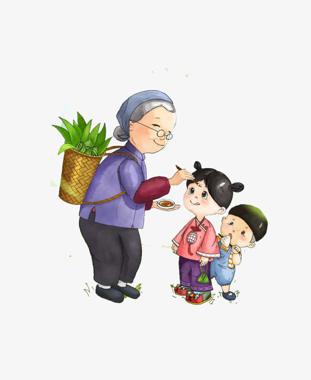 卡通手绘端午人物插画免抠免抠