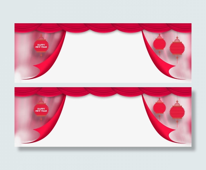 红丝带灯笼边框免抠