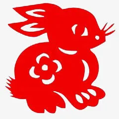 红色兔子剪纸免抠