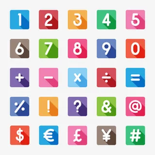 10方形数字和15个符号矢量免抠 10方形数字和15个符号矢量免抠