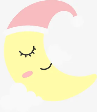 黄色可爱睡衣月亮免抠