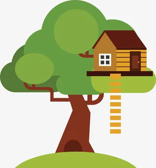 彩色树屋设计图标免抠