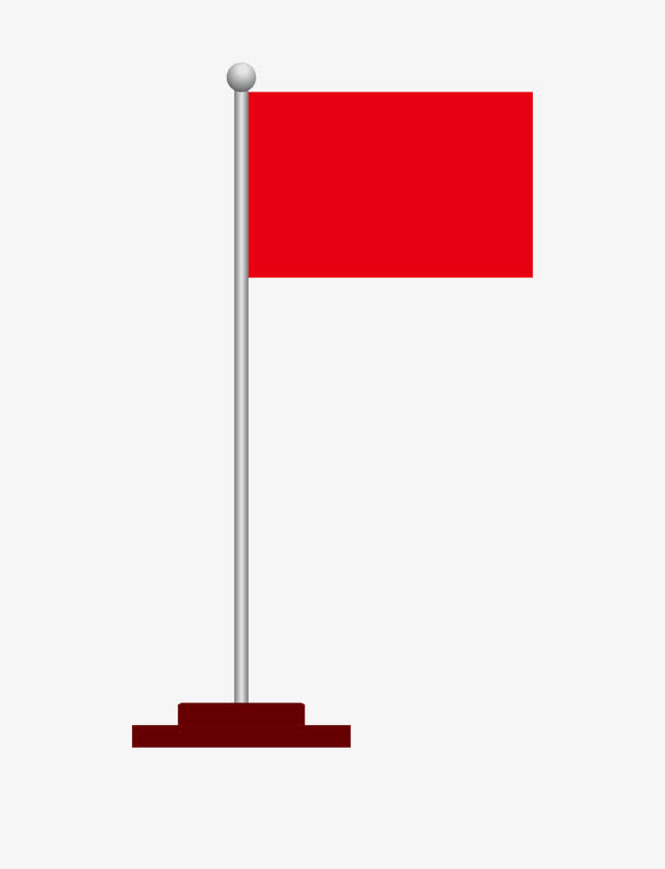 红色旗杆道旗免抠