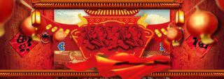 中式传统年货节红色海报背景高清