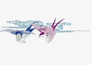 飞在云中的报喜鸟矢量素材免抠