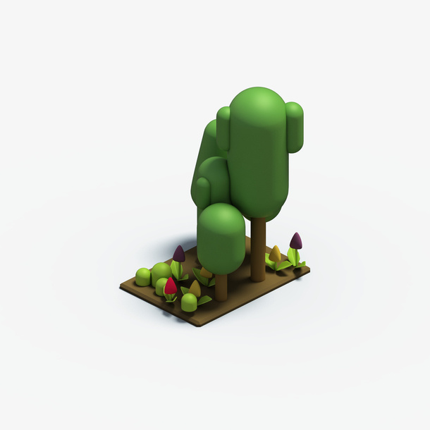 C4D树木植物小树林免抠