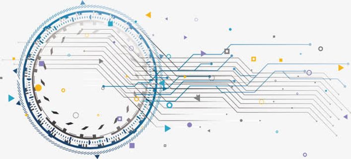 彩色几何碎片科技线条免抠