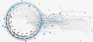 彩色几何碎片科技线条免抠