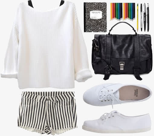 白色七分袖上衣免抠