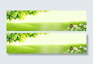 绿色风景海报免抠
