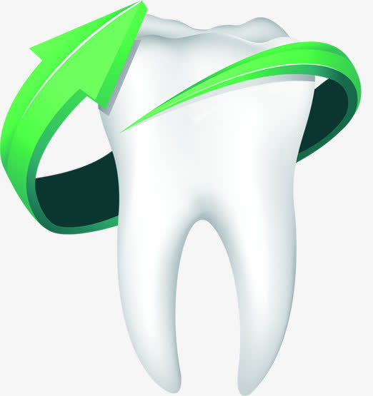 白色牙齿绿色箭头免抠