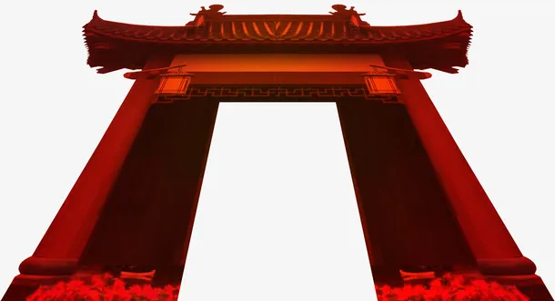 春节元旦喜庆大门免抠