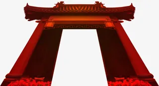 春节元旦喜庆大门免抠